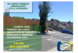 E VENDE TERRENO CENTRAL UBICADO EN VILLA ALEMANA