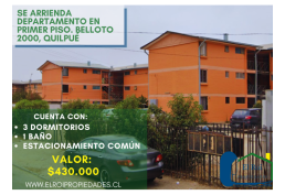 Departamento semi amoblado en Belloto 2.000