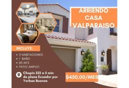 Arriendo Casa 3d-1b-85mt2 C° Bellavista Valparaíso