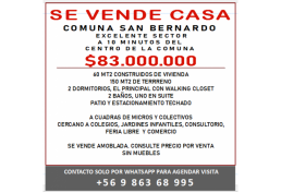 Vendo casa San Bernardo, excelente ubicación (centrica), buen precio