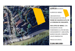 EN VENTA TERRENO LOTE 38 B PEDRO DE VALDIVIA ALTO CHIGUAYANTE